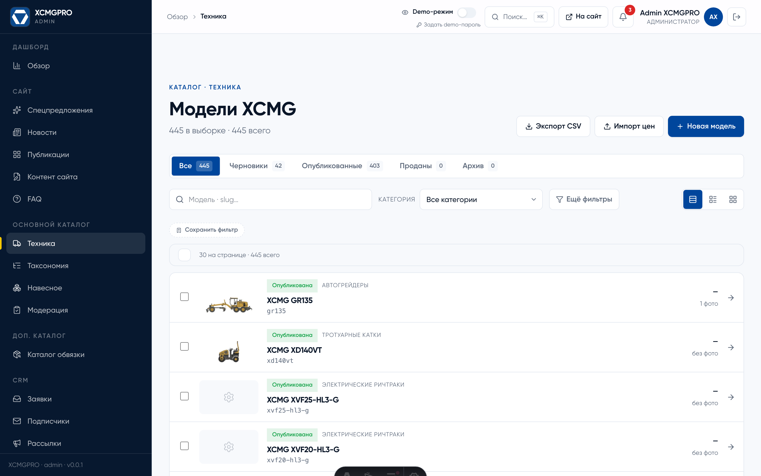 Редактор модели с SEO